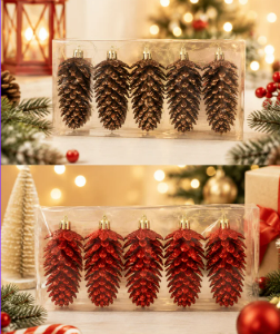 BOLA NAVIDEÑA PIÑAS 9 CMS * 5 PCS
